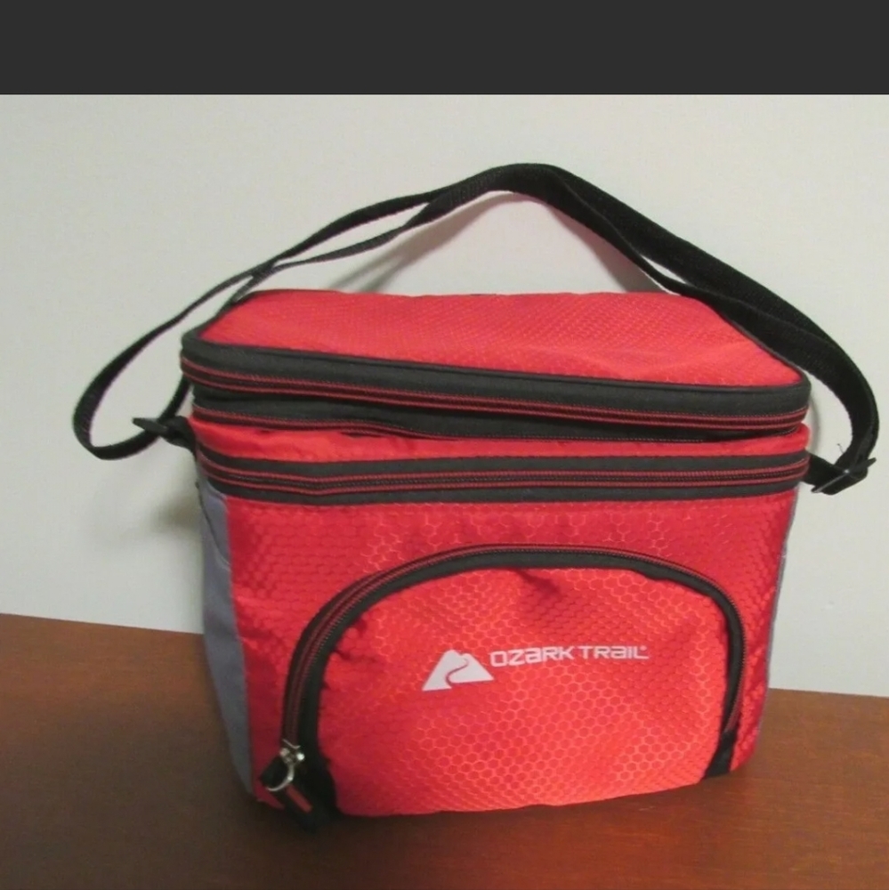 Ozark Trail Cooler Extreme Cooler /Lunch Box Red. holds 6 cans , extra storage